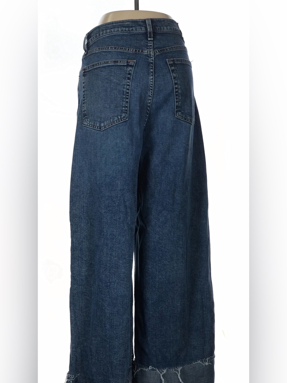 rag & bone Sofie High Rise Wide Leg Jeans Leland Wash, Fixed Raw-Edge Cuffed Hem - Picture 3 of 5